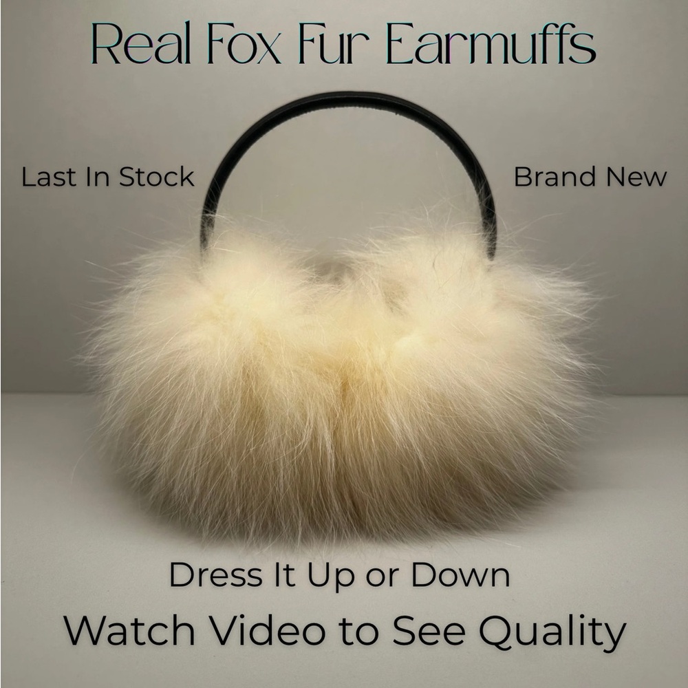 Real Fox Fur Earmuffs - Cream
